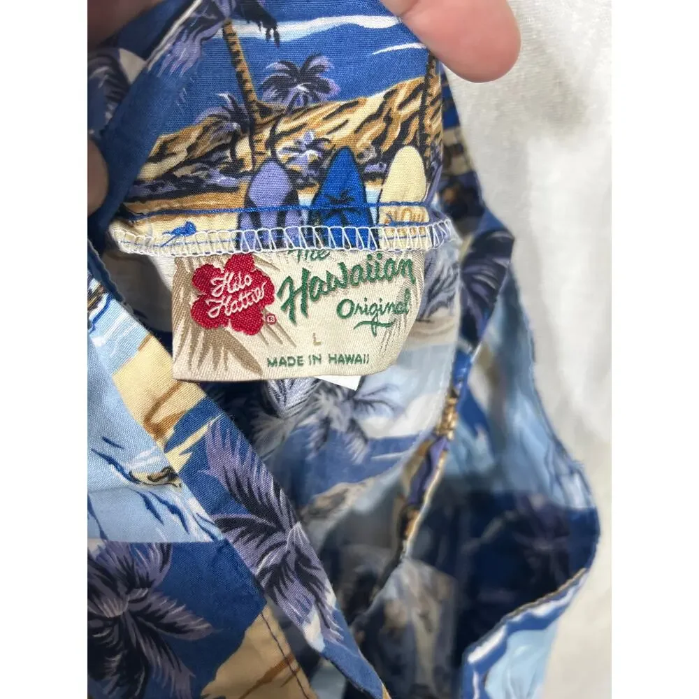 Hilo Hattie Dress Kids Large 10 12 Blue Tropical Hawaiian Sundress Aloha